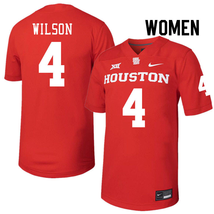 Women #4 Jonah Wilson Houston Cougars College Football Jerseys Stitched-Red